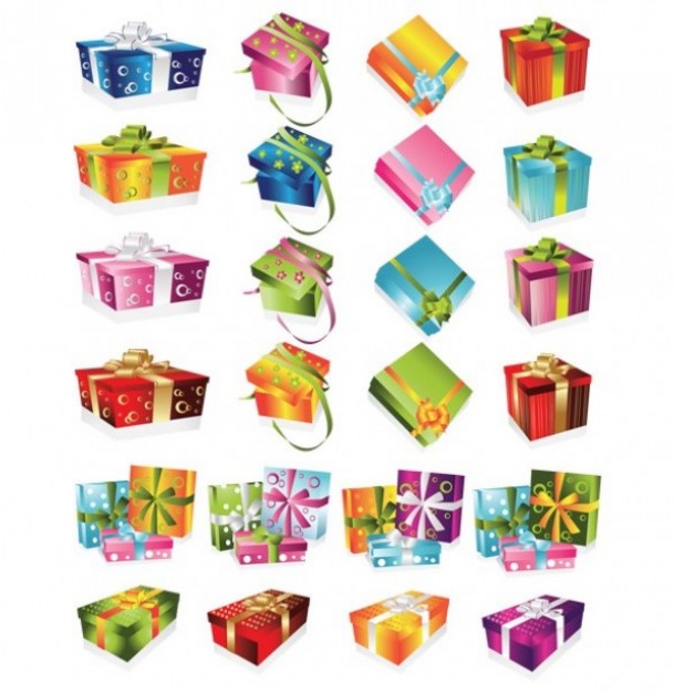 Christmas gift Gift boxes collection on white background about Gift wrapping Holidays